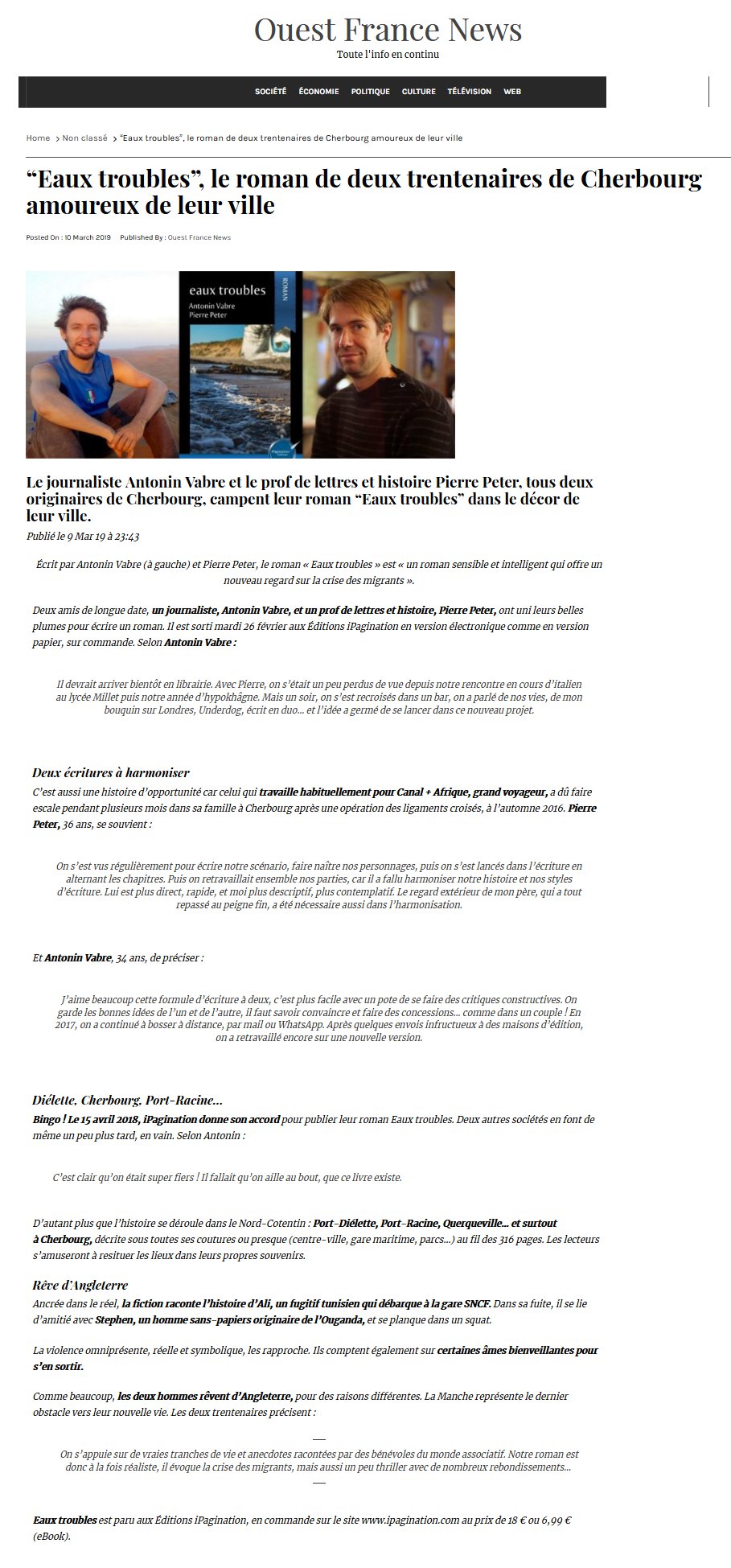 Eaux troubles Ouest France